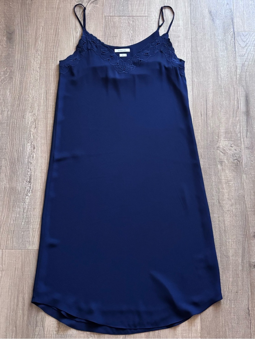 Babaton Lace Trim Slip Dress in Navy